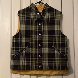 Susan Bristol Yellow Lined Plaid Vest